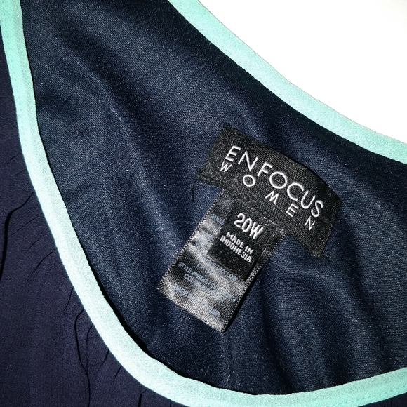 Enfocus women Plus 20W 2X Navy Blue Mint Dress - Picture 2 of 3